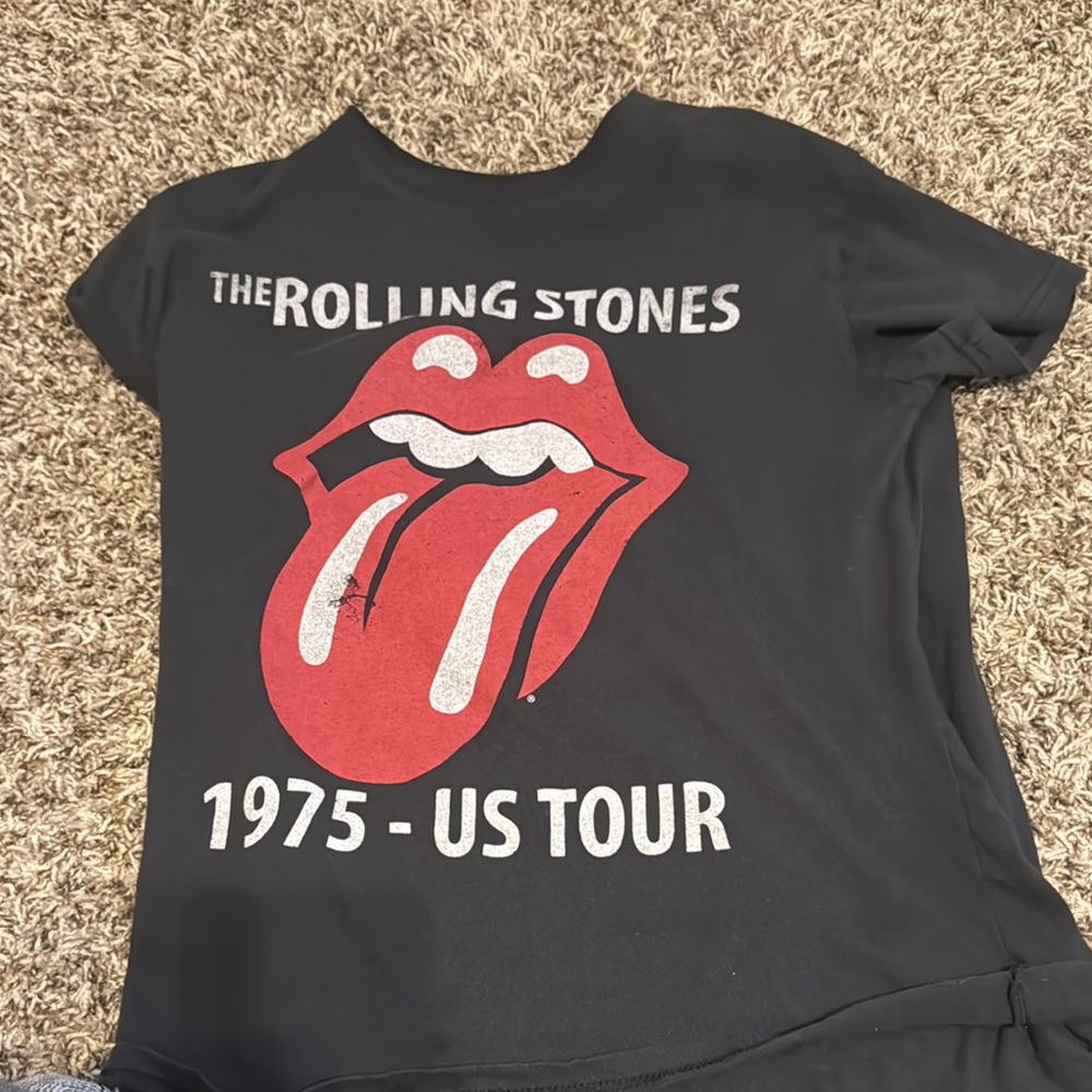 The Rolling Stones Black and Red Short Sleeve Tee Iconic Logo
